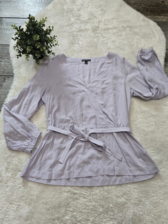 J. Crew Factory Tops - J. Crew Mercantile Lavender Purple Faux-Wrap Dressy Office Belted Top, Size 8